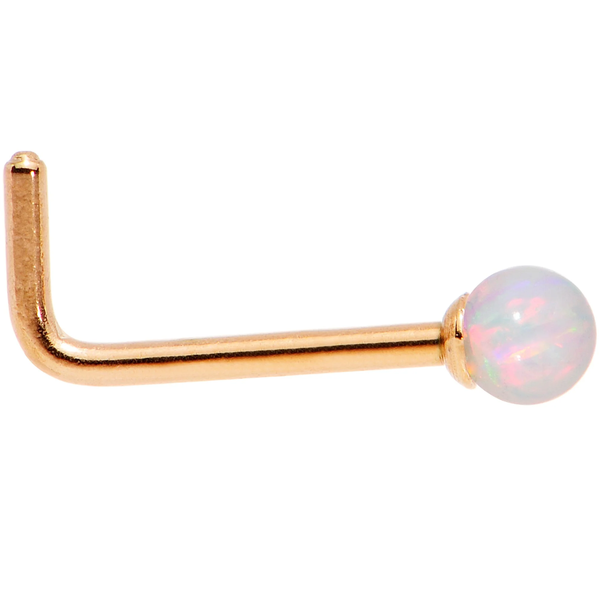 White 2.5mm Synthetic Opal Ball Anodized L Shaped Nose Ring 4 Pack Set - Image 3