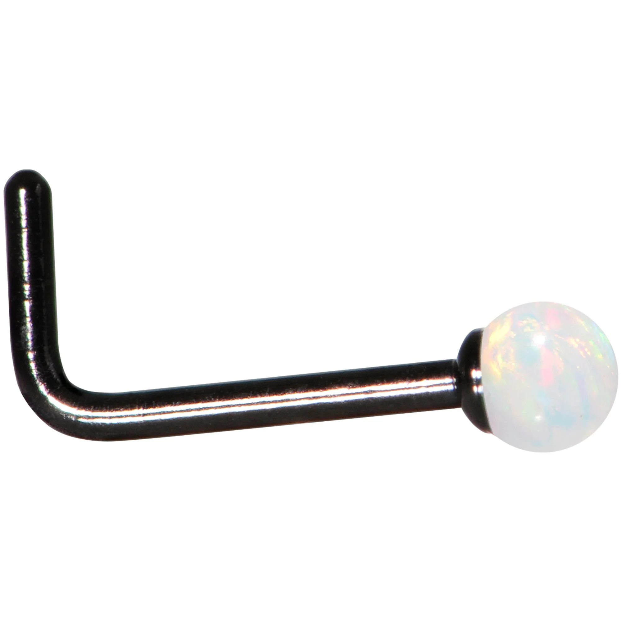 White 2.5mm Synthetic Opal Ball Anodized L Shaped Nose Ring 4 Pack Set - Image 5