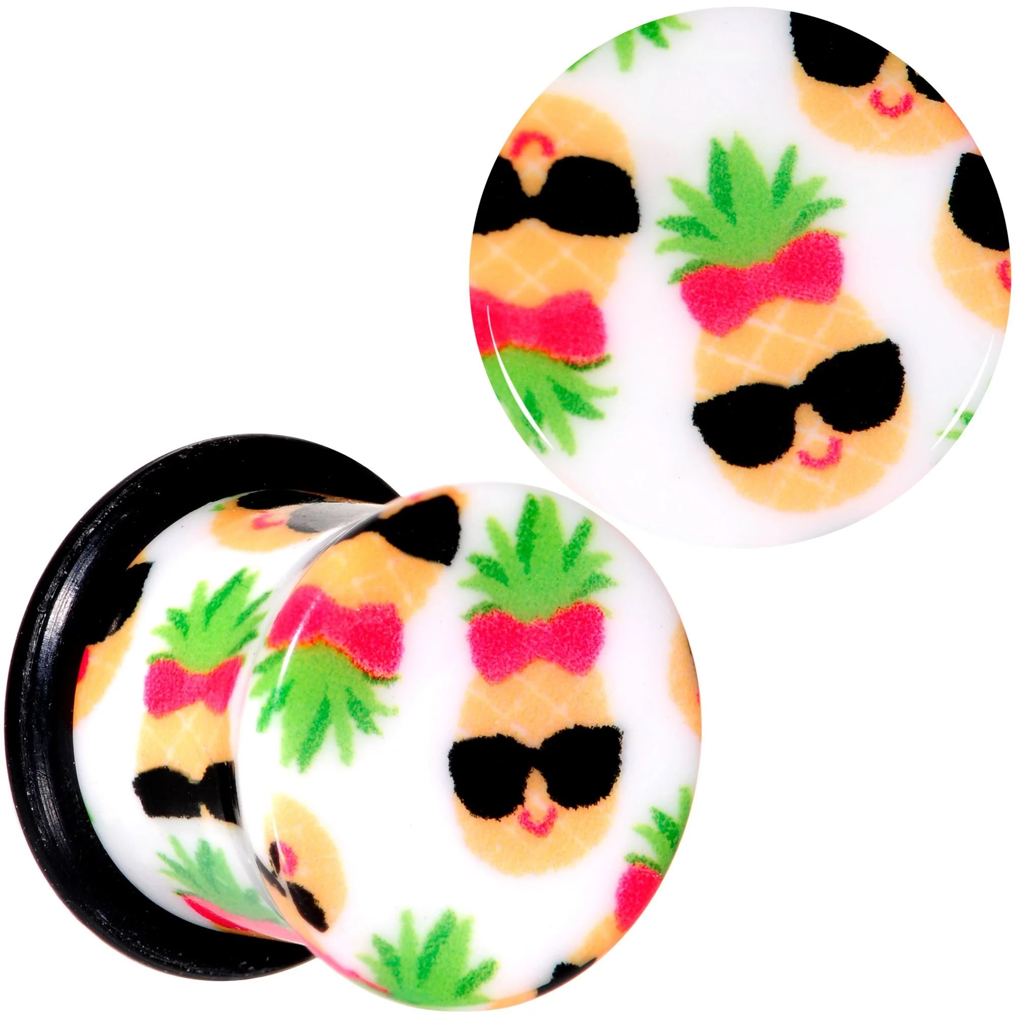 White Acrylic Cool Pineapple Single Flare Plug Set 3mm to 16mm - Image 10