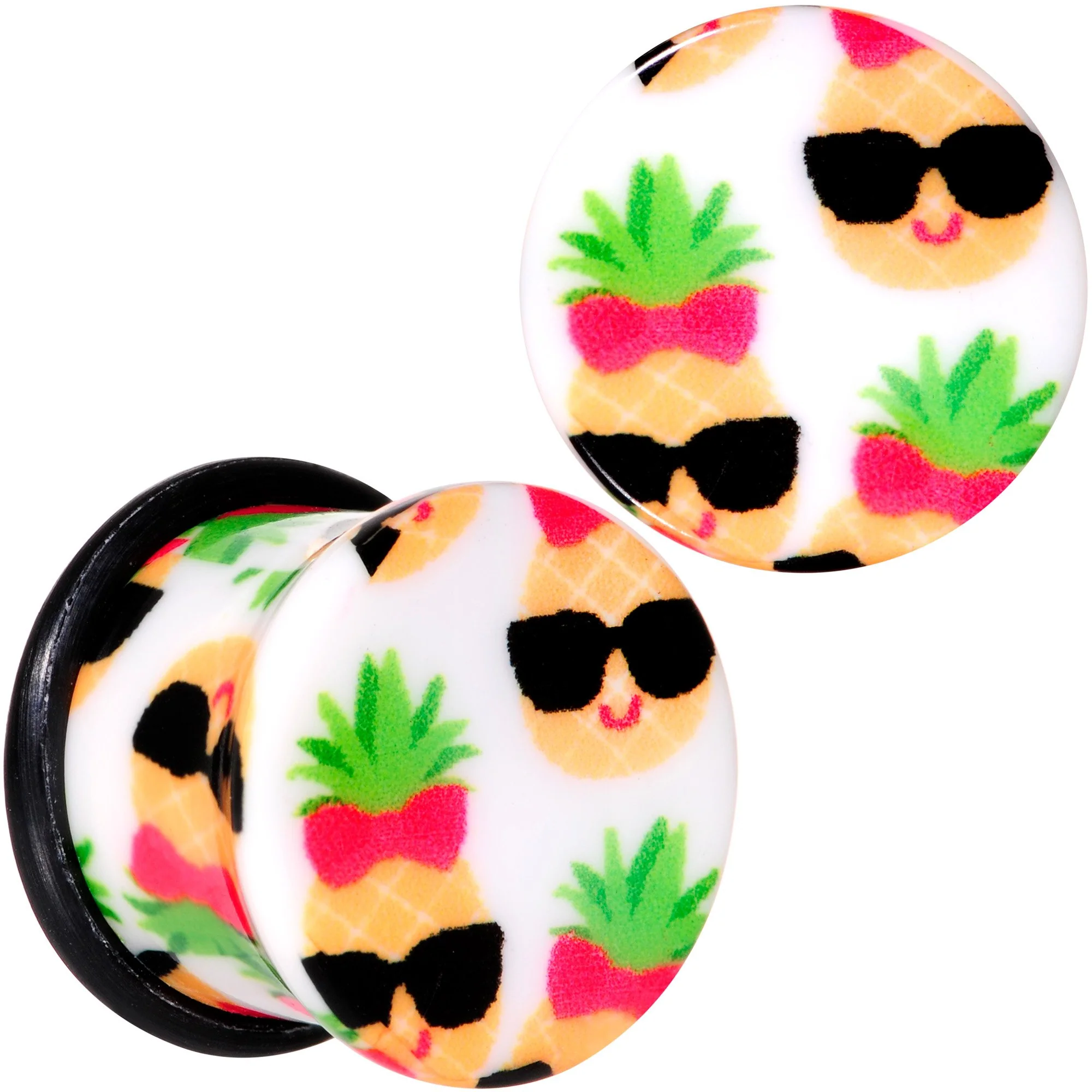 White Acrylic Cool Pineapple Single Flare Plug Set 3mm to 16mm - Image 11