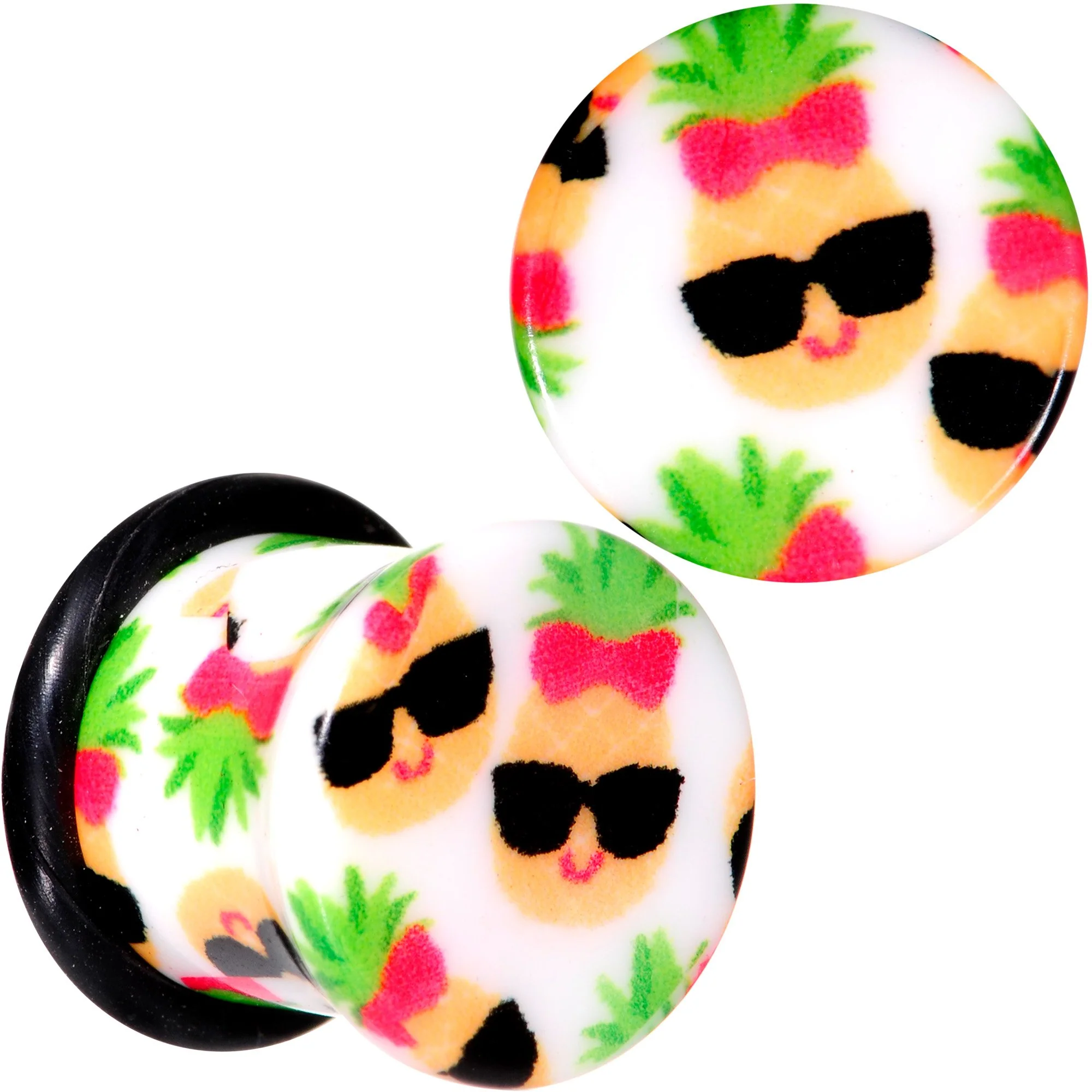 White Acrylic Cool Pineapple Single Flare Plug Set 3mm to 16mm - Image 5