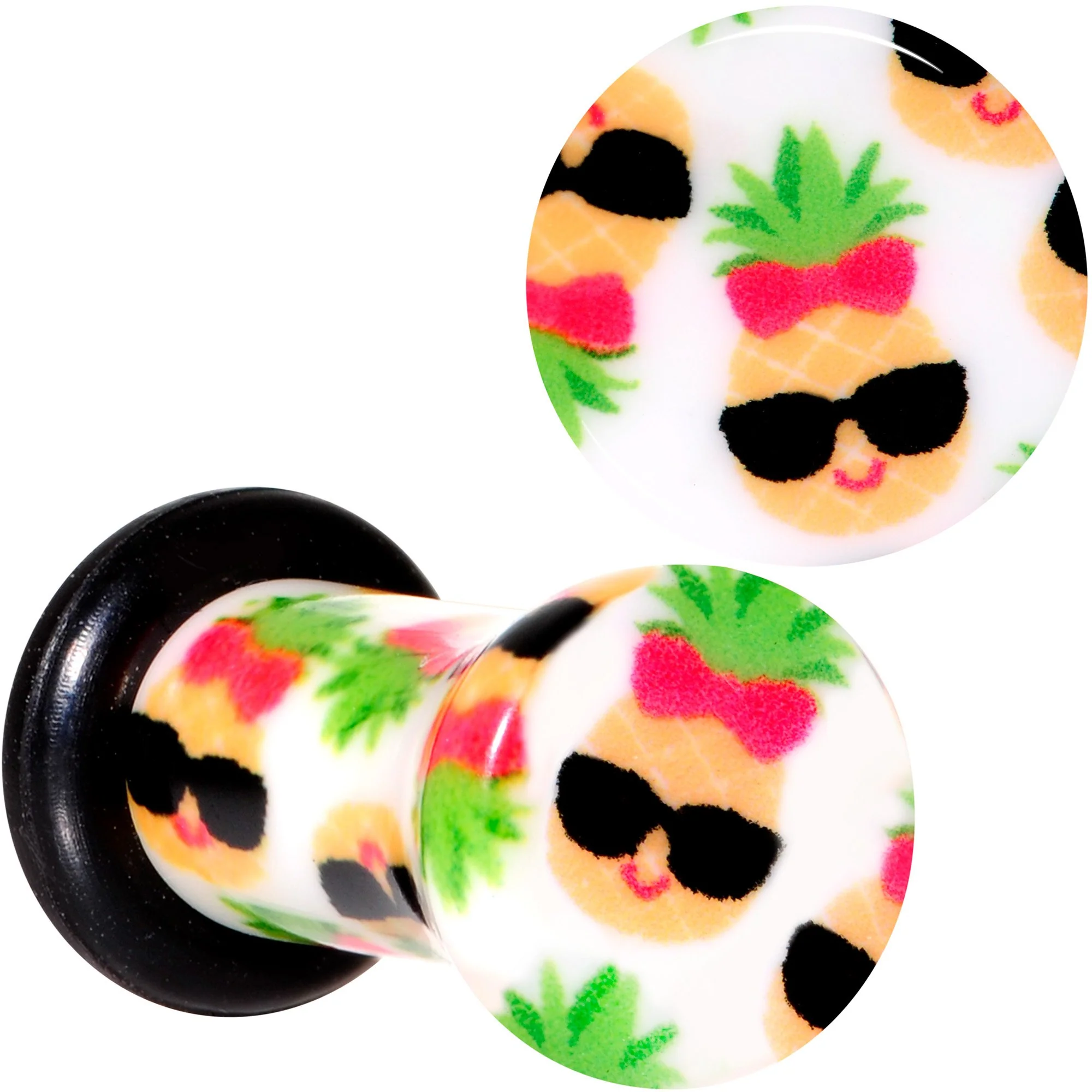 White Acrylic Cool Pineapple Single Flare Plug Set 3mm to 16mm - Image 8