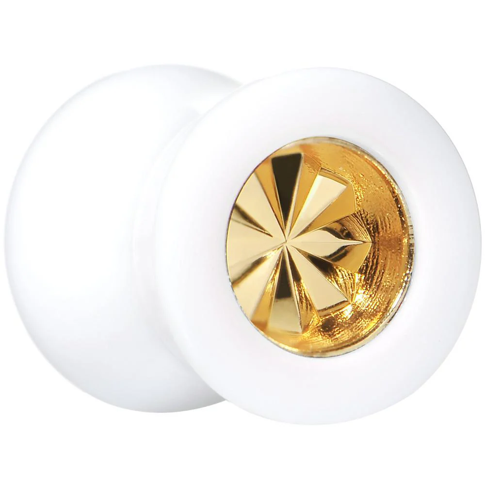 White Acrylic Gold Flashy Tire Rim Saddle Plug 2G to 20mm - Image 3