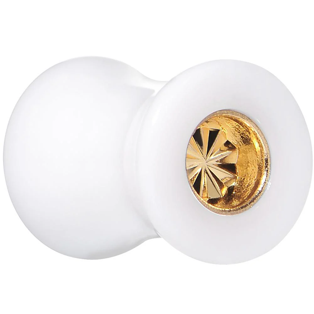 White Acrylic Gold Flashy Tire Rim Saddle Plug 2G to 20mm - Image 4
