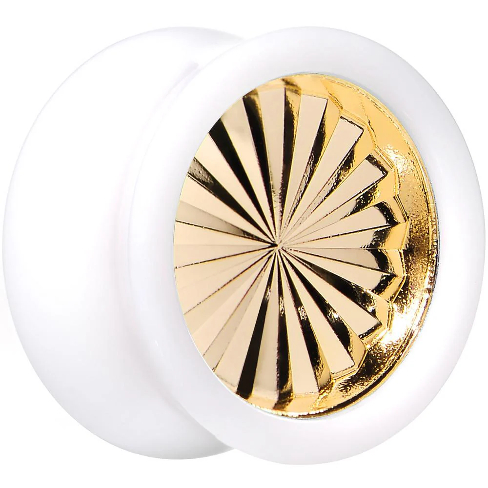White Acrylic Gold Flashy Tire Rim Saddle Plug 2G to 20mm - Image 7