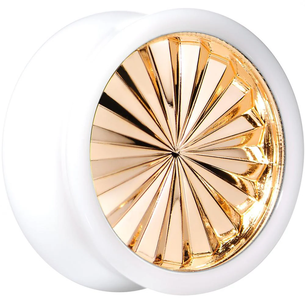 White Acrylic Gold Flashy Tire Rim Saddle Plug 2G to 20mm - Image 9
