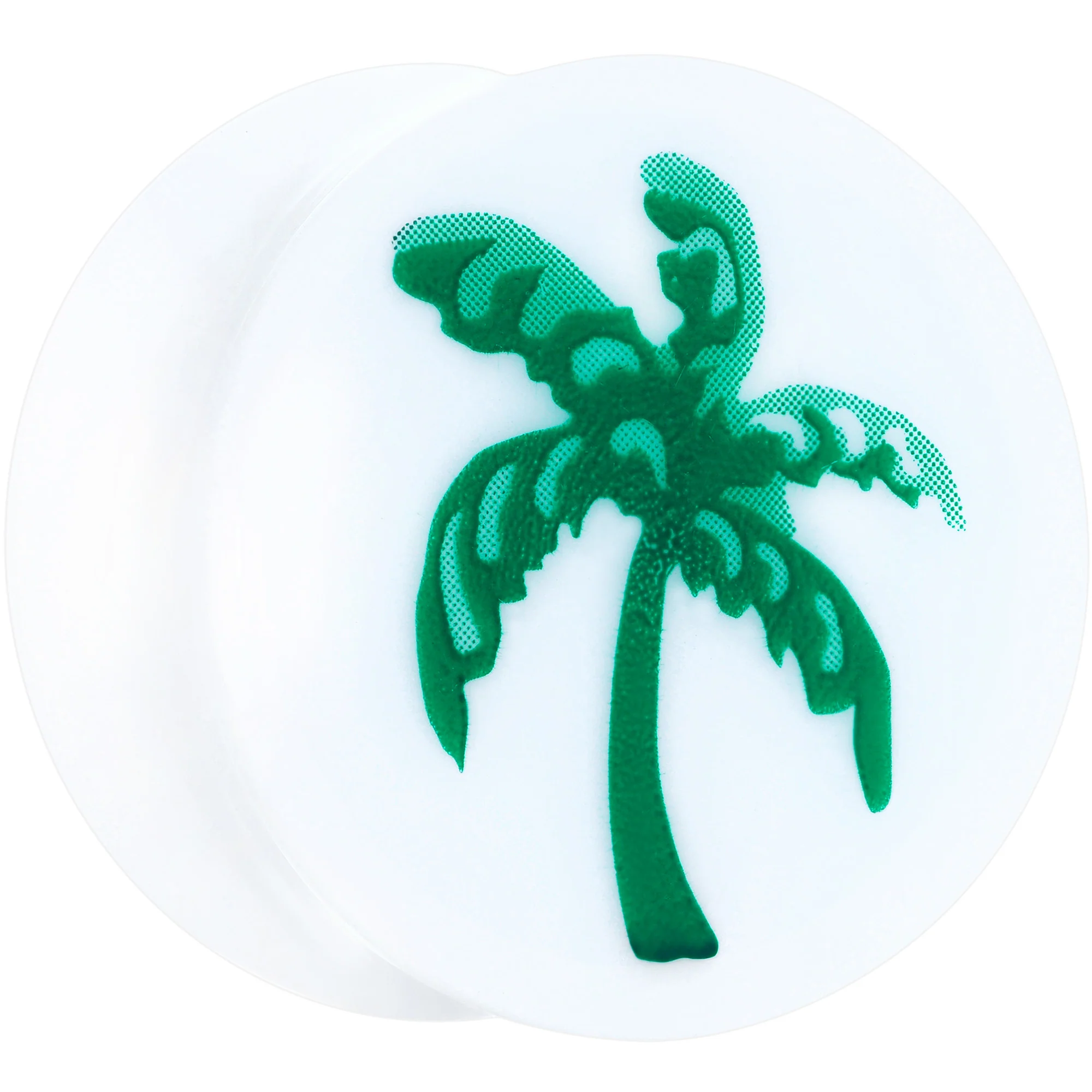 White Acrylic Green Palm Tree Saddle Plug Set - Image 3