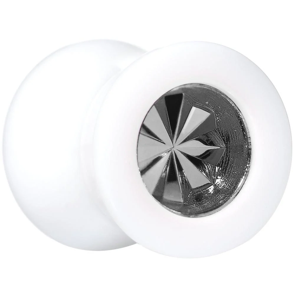 White Acrylic Grey Flashy Tire Rim Saddle Plug 2G to 20mm - Image 3