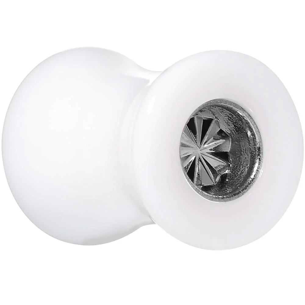 White Acrylic Grey Flashy Tire Rim Saddle Plug 2G to 20mm - Image 4