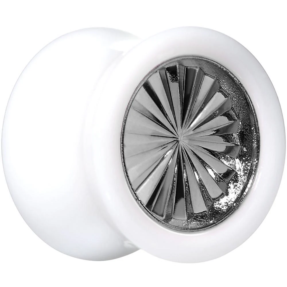 White Acrylic Grey Flashy Tire Rim Saddle Plug 2G to 20mm - Image 5