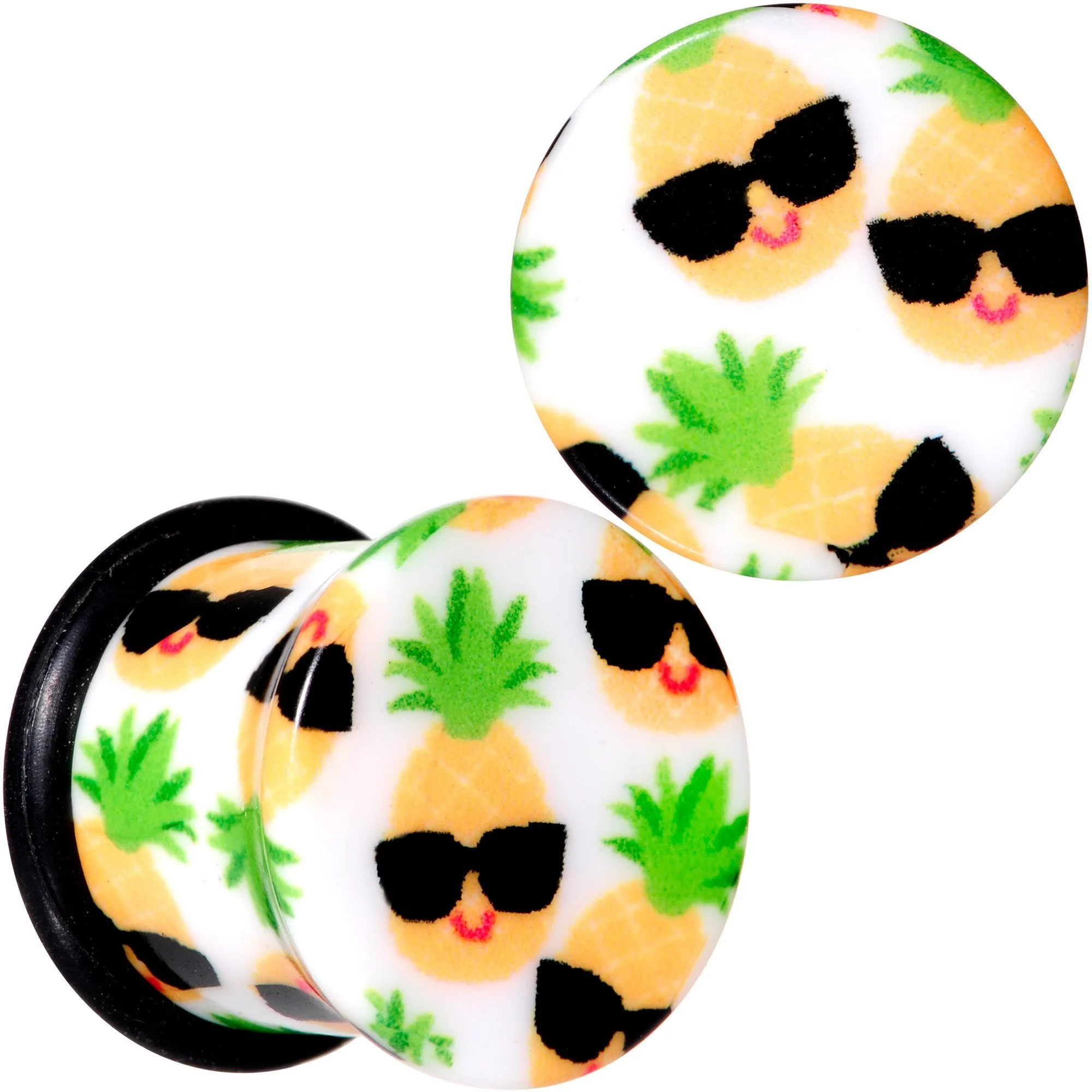 White Acrylic Hip Sunglasses Pineapple Single Flare Plug Set Sizes 3mm to 16mm - Image 10