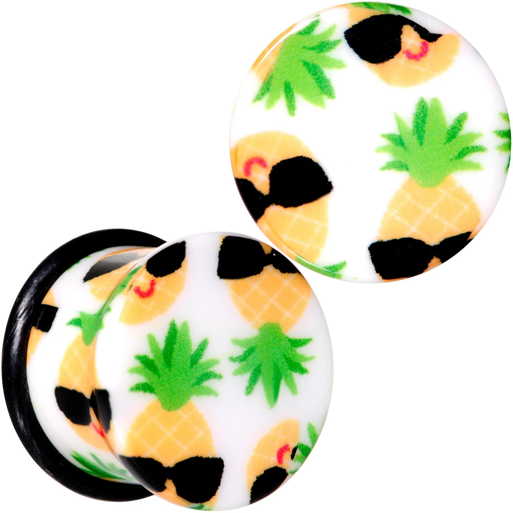 White Acrylic Hip Sunglasses Pineapple Single Flare Plug Set Sizes 3mm to 16mm - Image 11