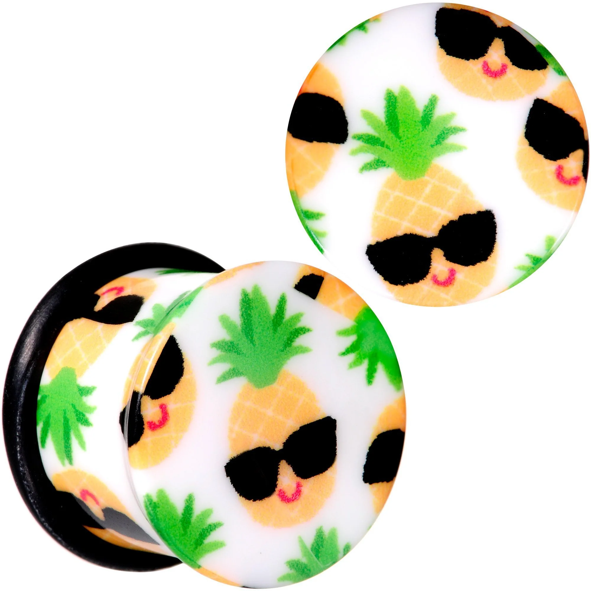White Acrylic Hip Sunglasses Pineapple Single Flare Plug Set Sizes 3mm to 16mm - Image 12