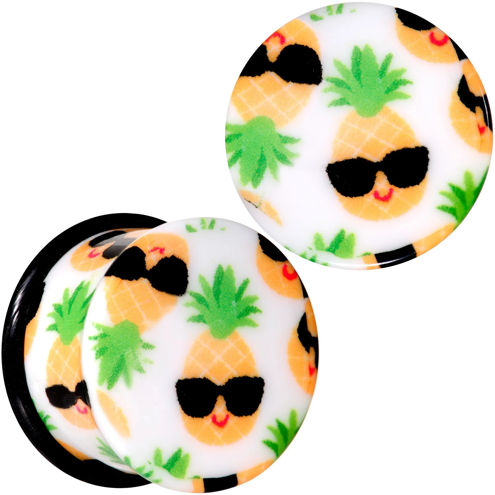 White Acrylic Hip Sunglasses Pineapple Single Flare Plug Set Sizes 3mm to 16mm - Image 13