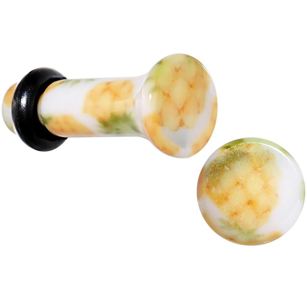 White Acrylic Pineapple Single Flare Plug Set Available in Sizes 3mm to 16mm - Image 3
