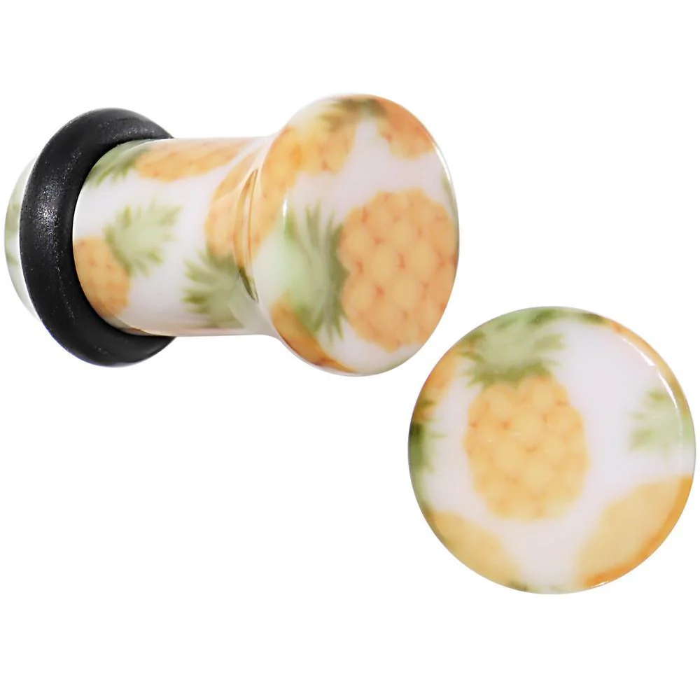 White Acrylic Pineapple Single Flare Plug Set Available in Sizes 3mm to 16mm - Image 4