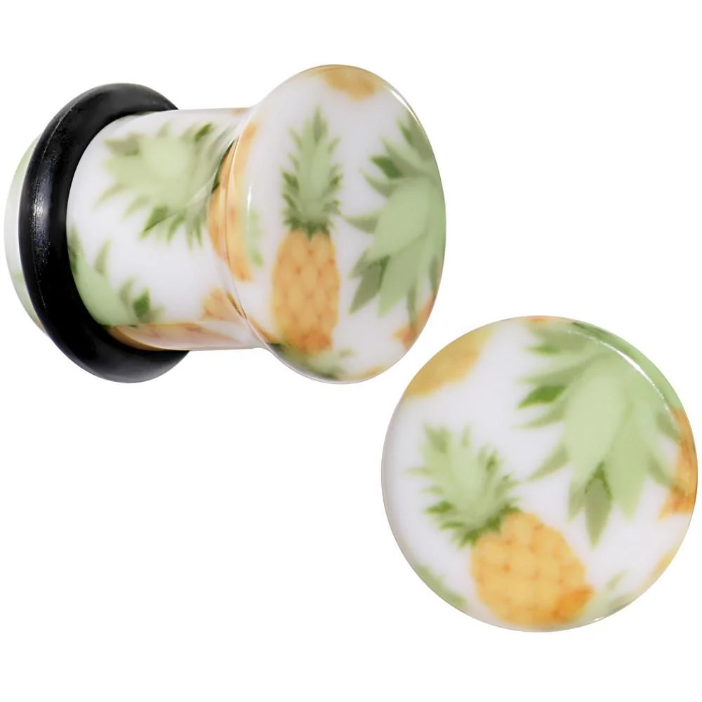 White Acrylic Pineapple Single Flare Plug Set Available in Sizes 3mm to 16mm - Image 5