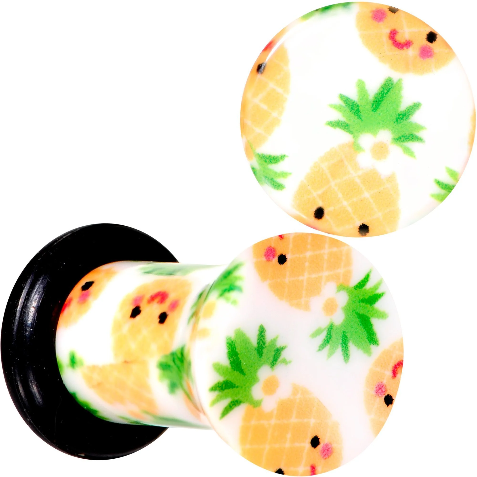 White Acrylic Pretty Pineapple Single Flare Plug Set Sizes 3mm to 16mm - Image 6