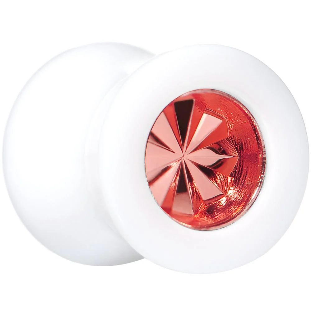 White Acrylic Red Flashy Tire Rim Saddle Plug 2G to 20mm - Image 3