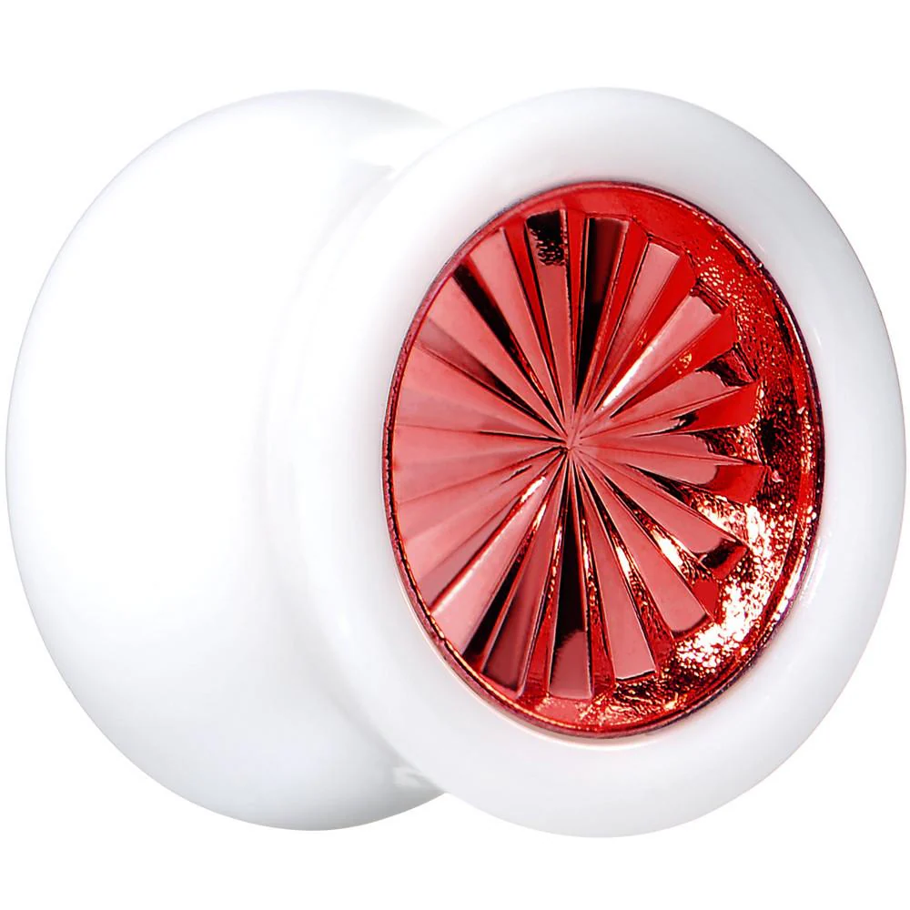 White Acrylic Red Flashy Tire Rim Saddle Plug 2G to 20mm - Image 5