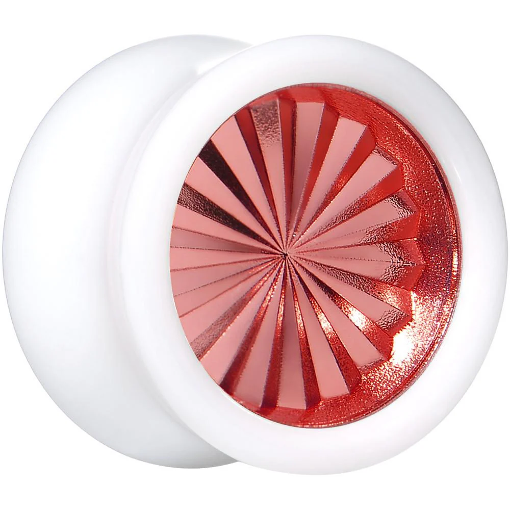 White Acrylic Red Flashy Tire Rim Saddle Plug 2G to 20mm - Image 6