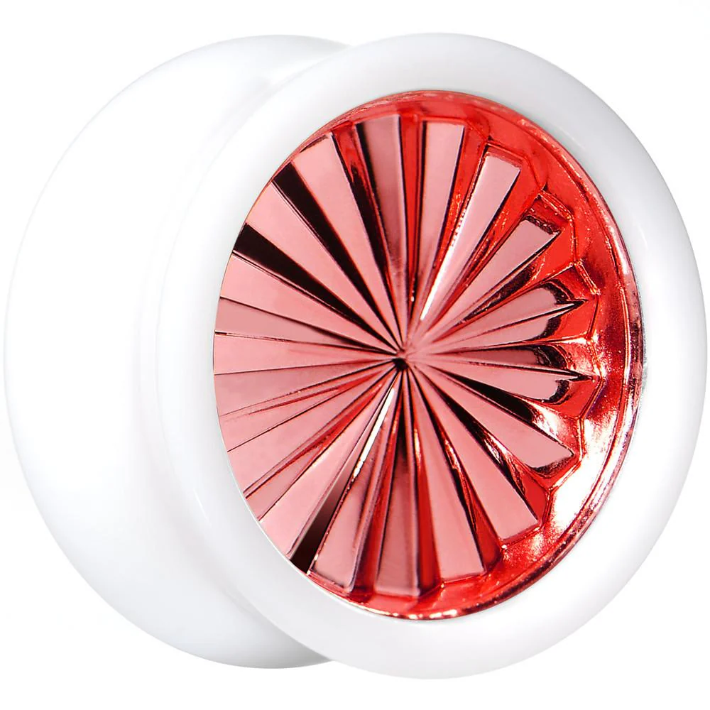 White Acrylic Red Flashy Tire Rim Saddle Plug 2G to 20mm - Image 8