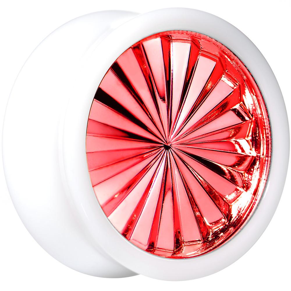 White Acrylic Red Flashy Tire Rim Saddle Plug 2G to 20mm - Image 9