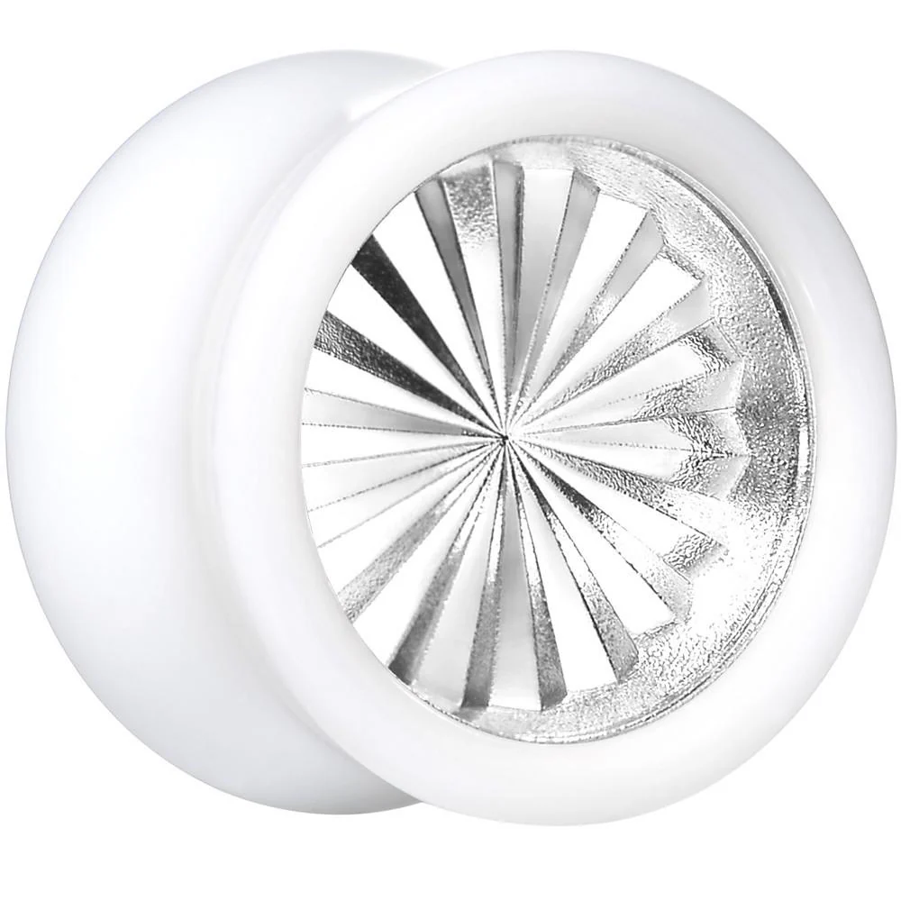 White Acrylic Silver Flashy Tire Rim Saddle Plug 2G to 20mm - Image 6