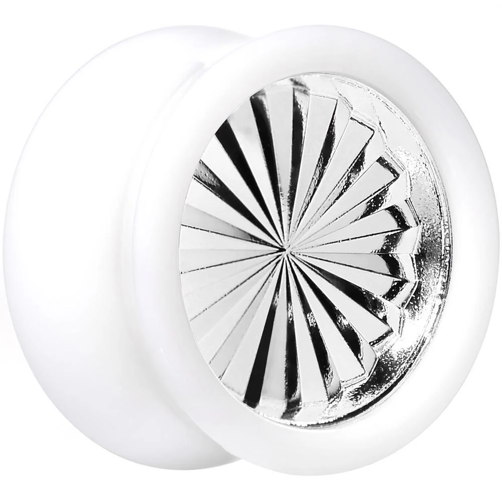 White Acrylic Silver Flashy Tire Rim Saddle Plug 2G to 20mm - Image 7