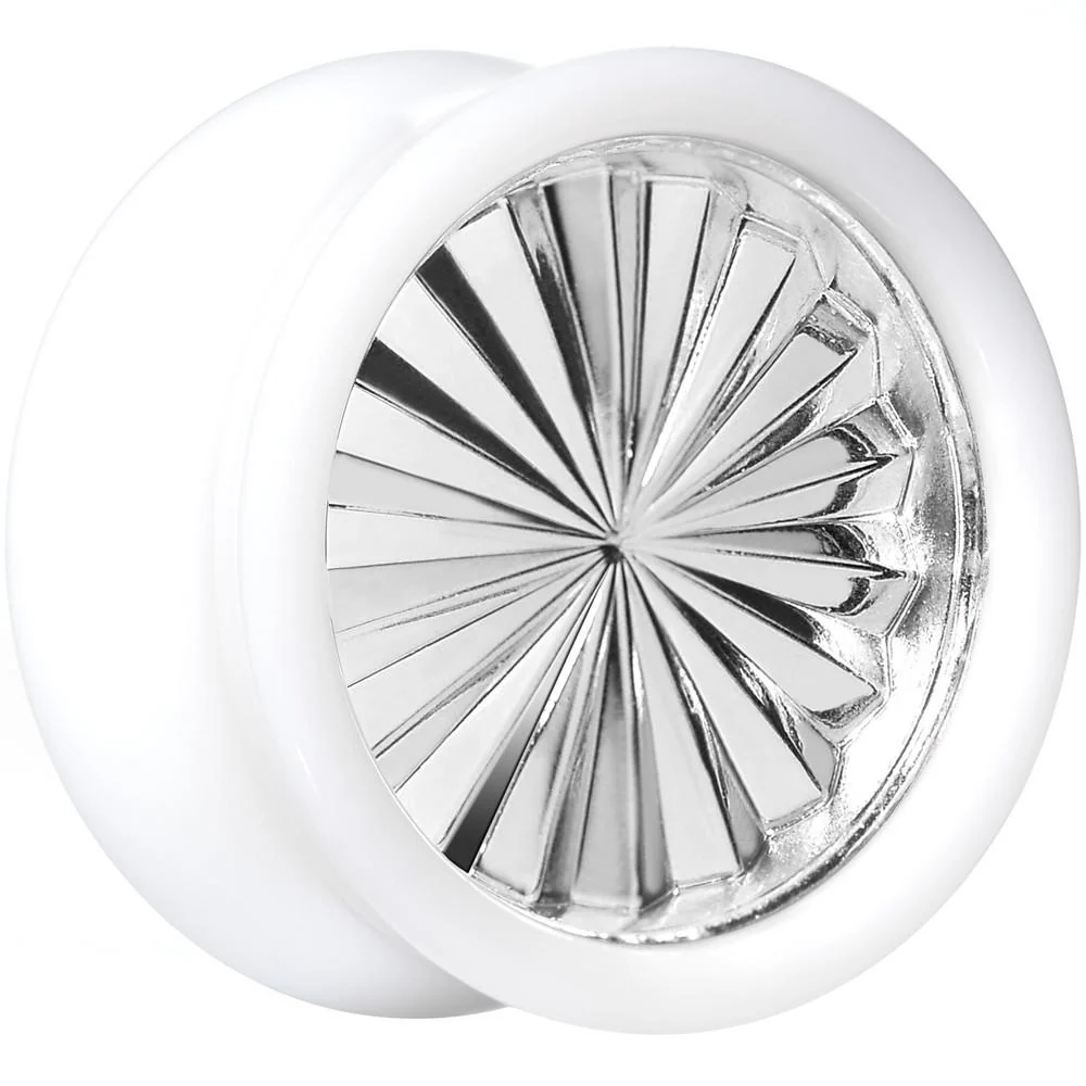 White Acrylic Silver Flashy Tire Rim Saddle Plug 2G to 20mm - Image 8