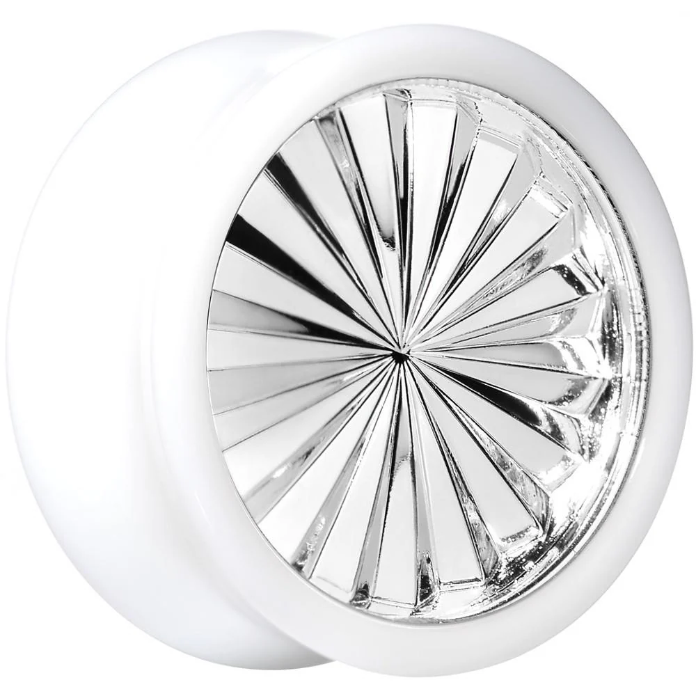 White Acrylic Silver Flashy Tire Rim Saddle Plug 2G to 20mm - Image 9