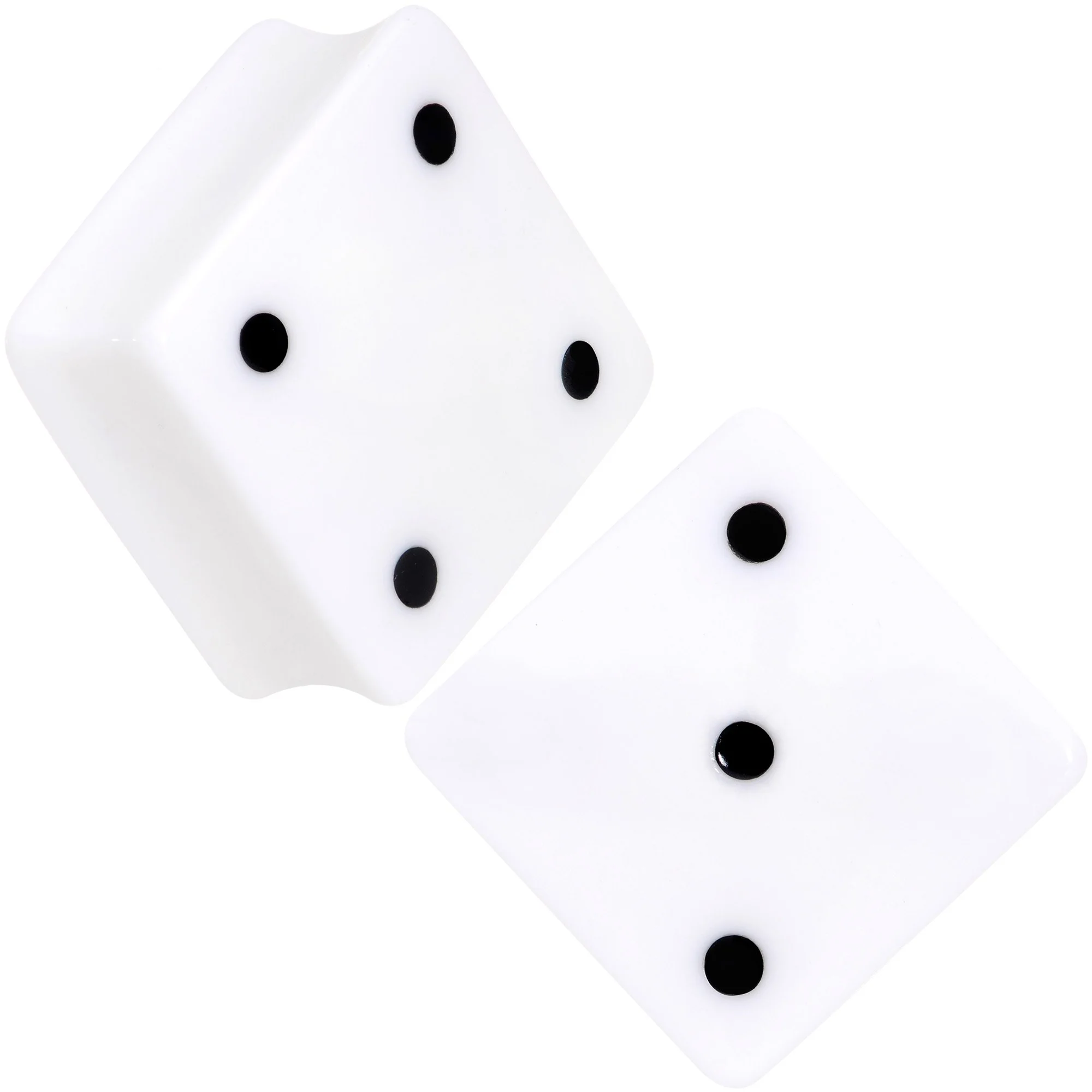 White Acrylic Square Shaped Lucky 7 Dice Saddle Plug Set 22mm to 32mm - Image 7