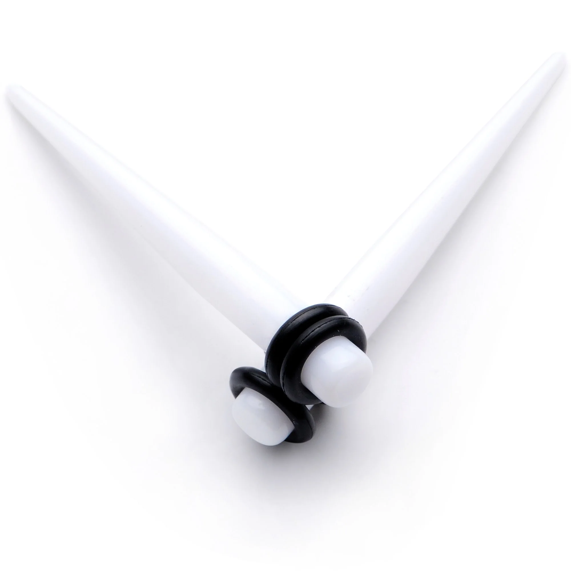 White Acrylic Straight Taper Set Available in Sizes  14G to 00G - Image 10