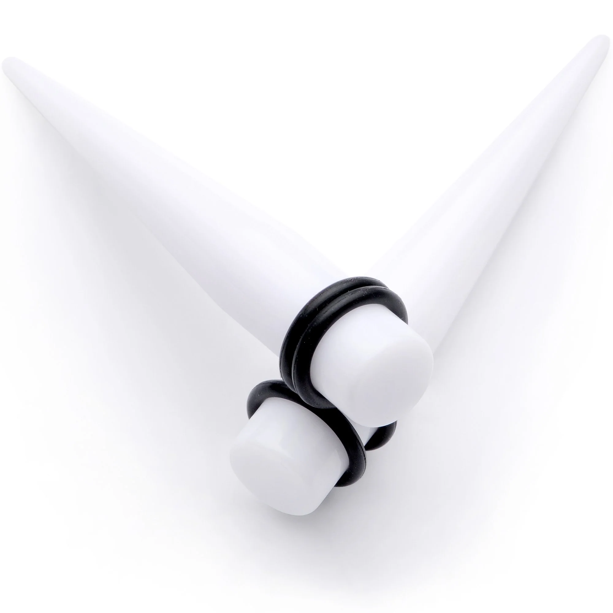 White Acrylic Straight Taper Set Available in Sizes  14G to 00G - Image 12
