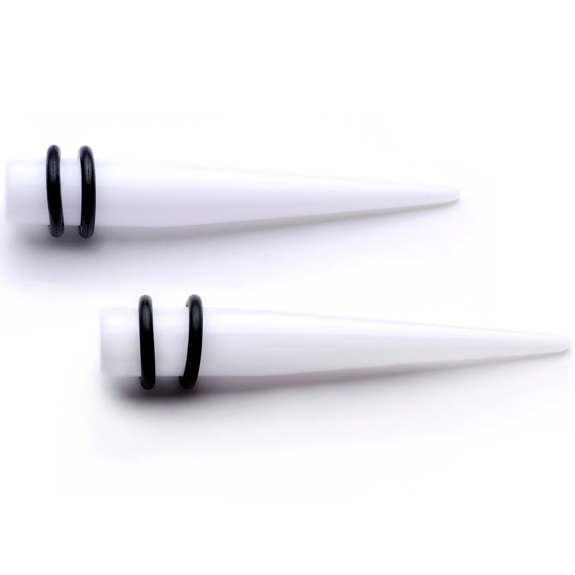 White Acrylic Straight Taper Set Available in Sizes  14G to 00G - Image 2