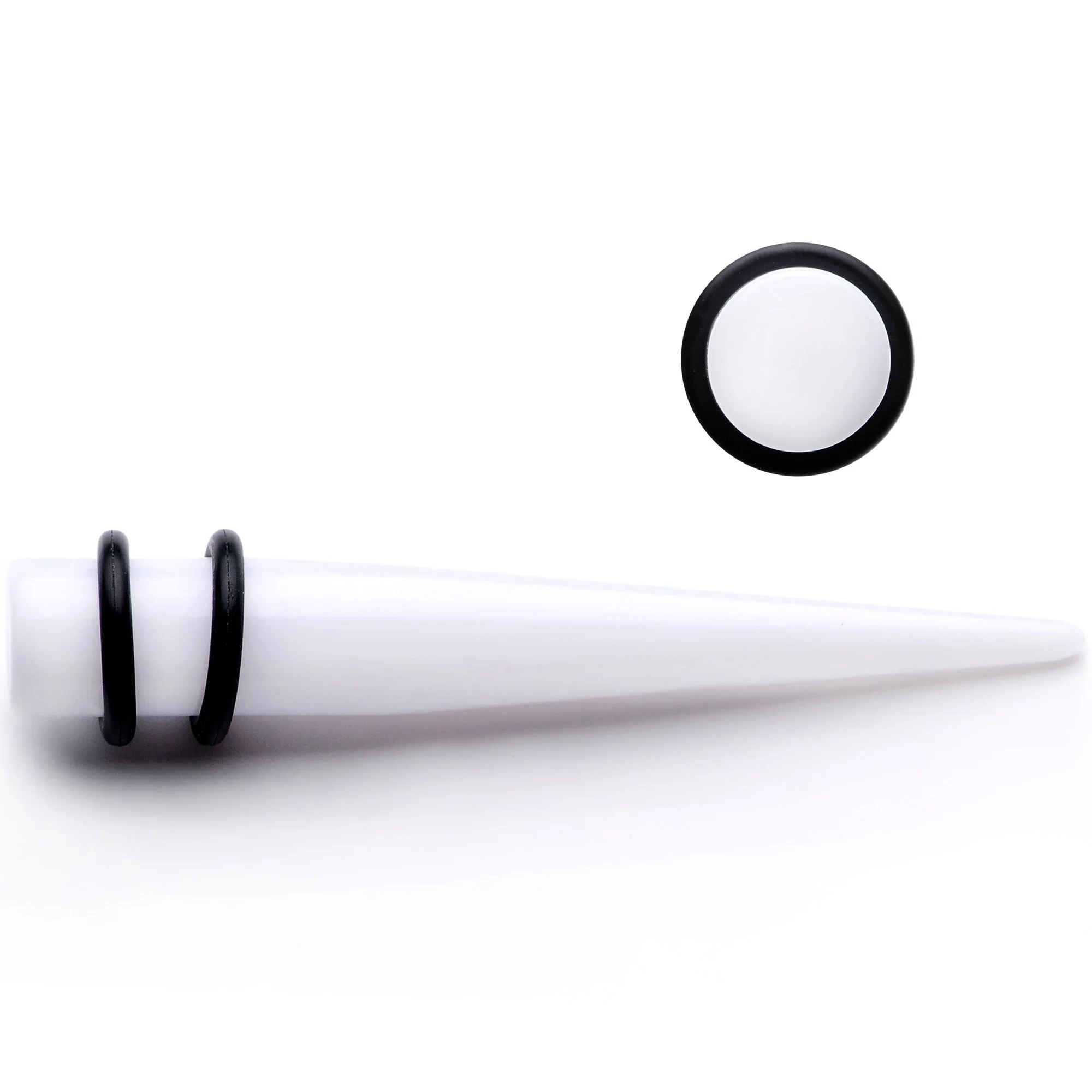 White Acrylic Straight Taper Set Available in Sizes  14G to 00G - Image 3