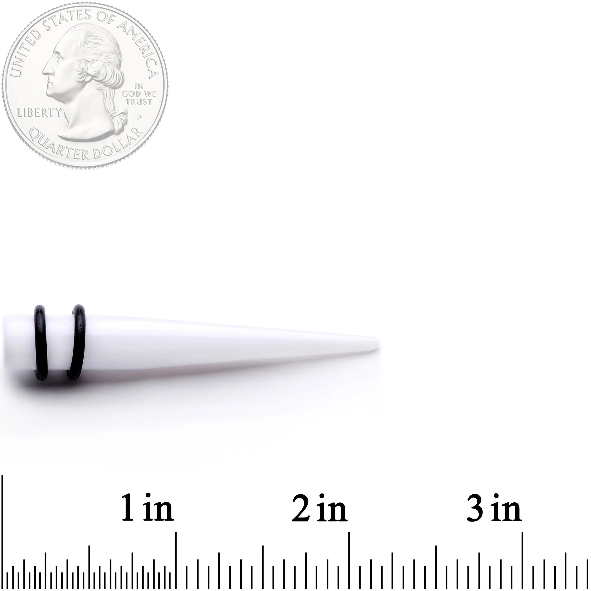White Acrylic Straight Taper Set Available in Sizes  14G to 00G - Image 4