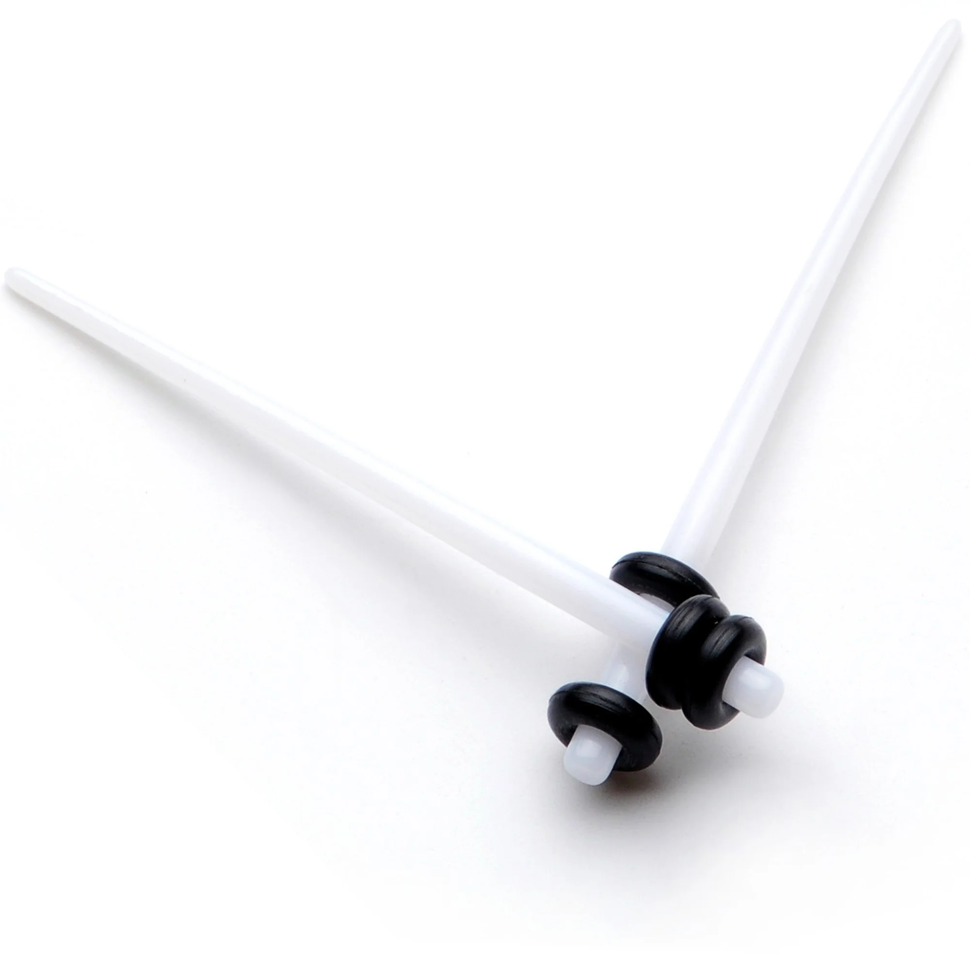 White Acrylic Straight Taper Set Available in Sizes  14G to 00G - Image 5