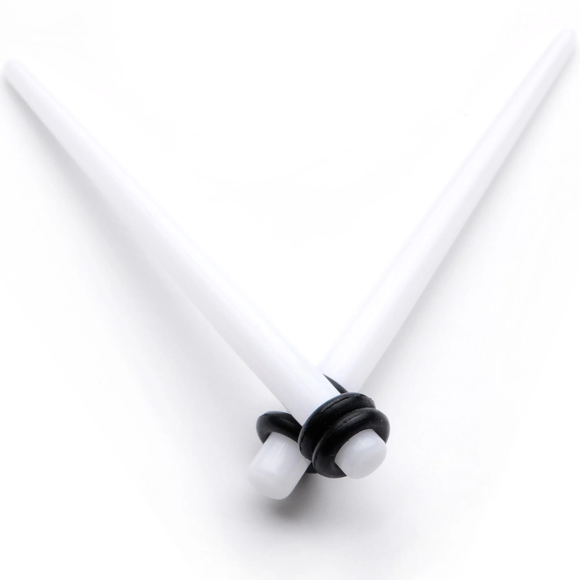 White Acrylic Straight Taper Set Available in Sizes  14G to 00G - Image 8