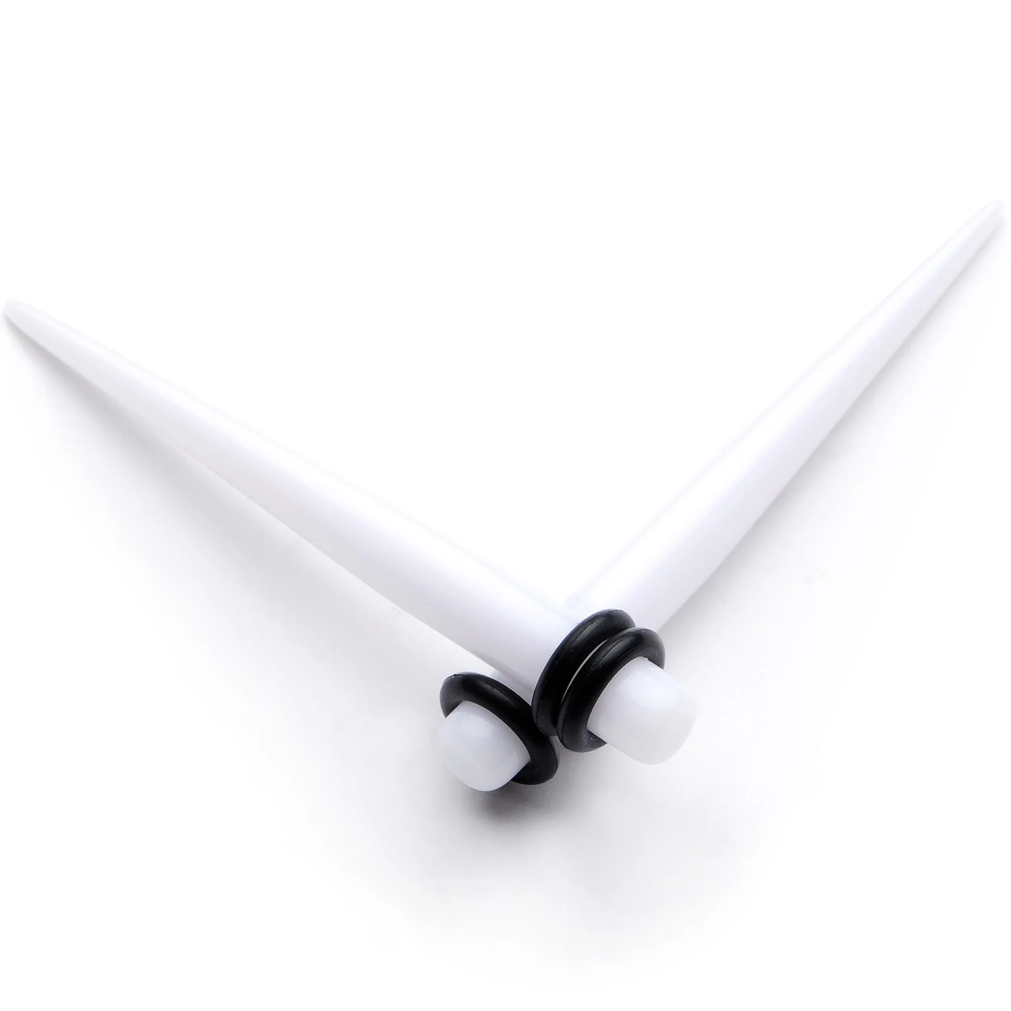 White Acrylic Straight Taper Set Available in Sizes  14G to 00G - Image 9
