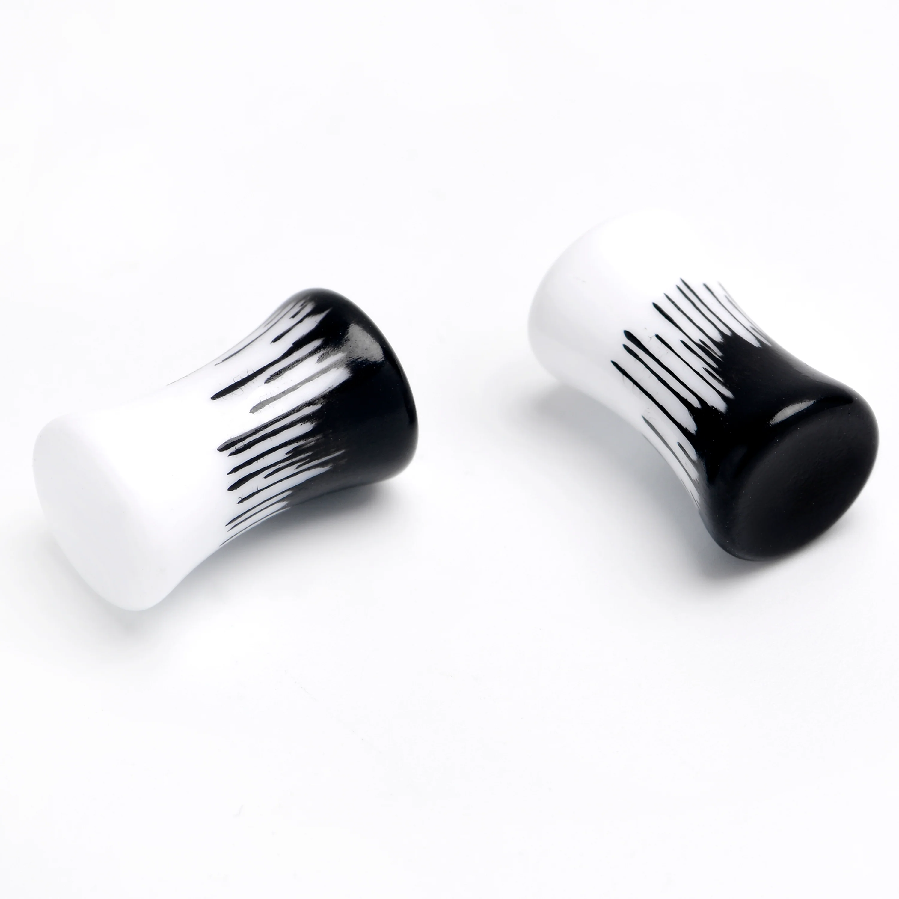 White Black Drip Acrylic Double Flare Plugs - Image 2