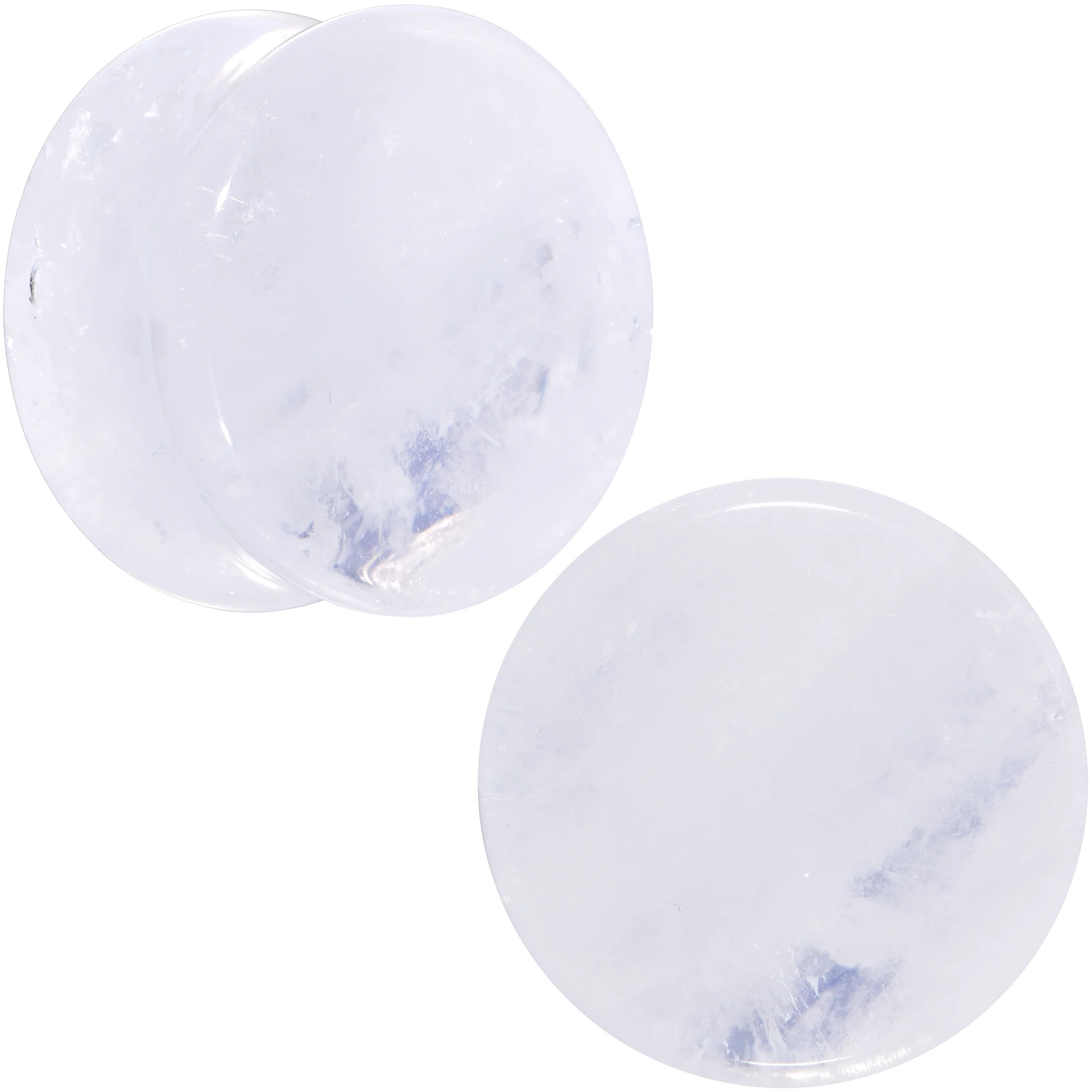 White Cloudy Quartz Double Flare Plug Set - Image 15