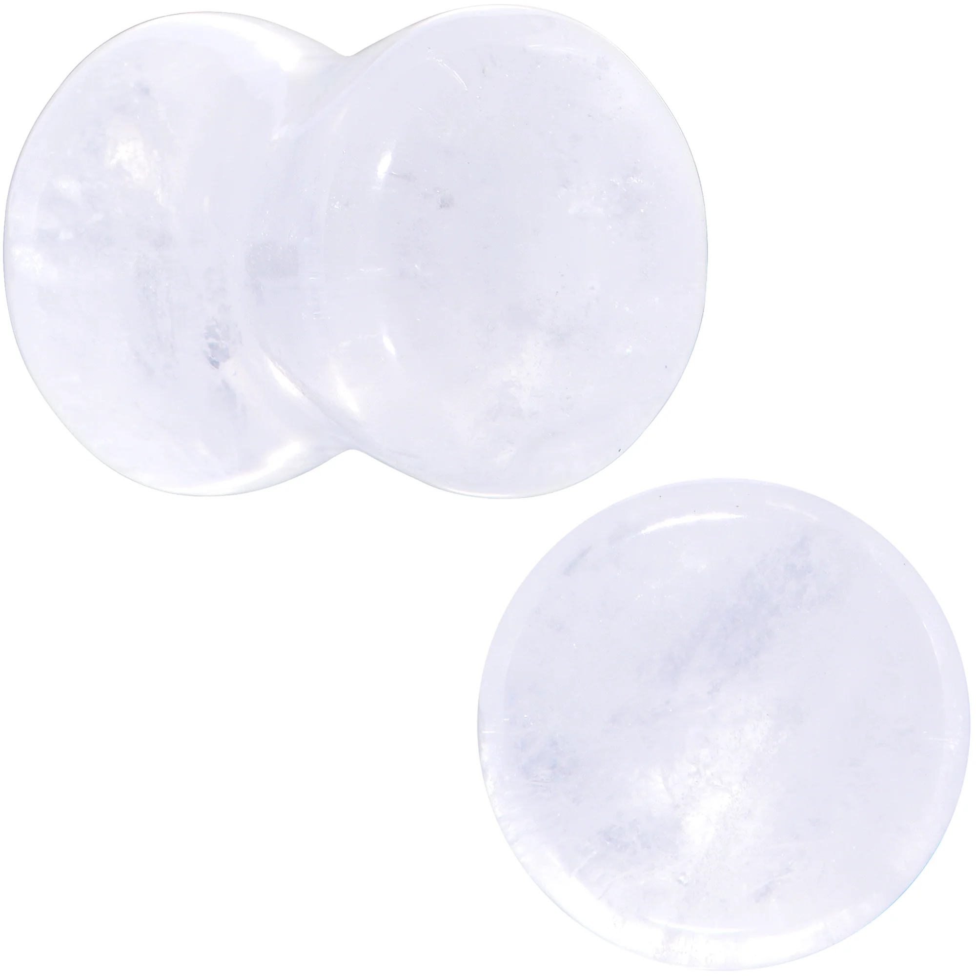 White Cloudy Quartz Double Flare Plug Set - Image 7