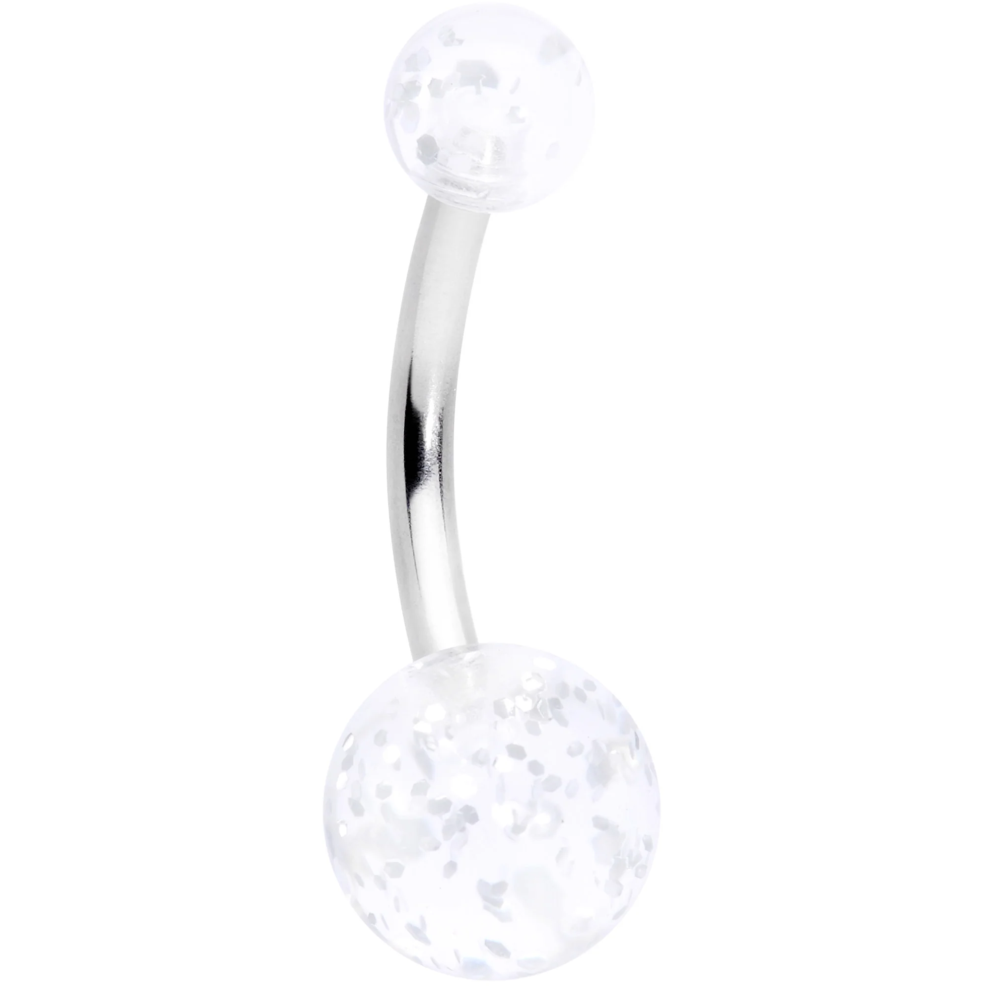 White Daisy Flower Clear Glitter Acrylic Belly Ring Set of 3 - Image 4