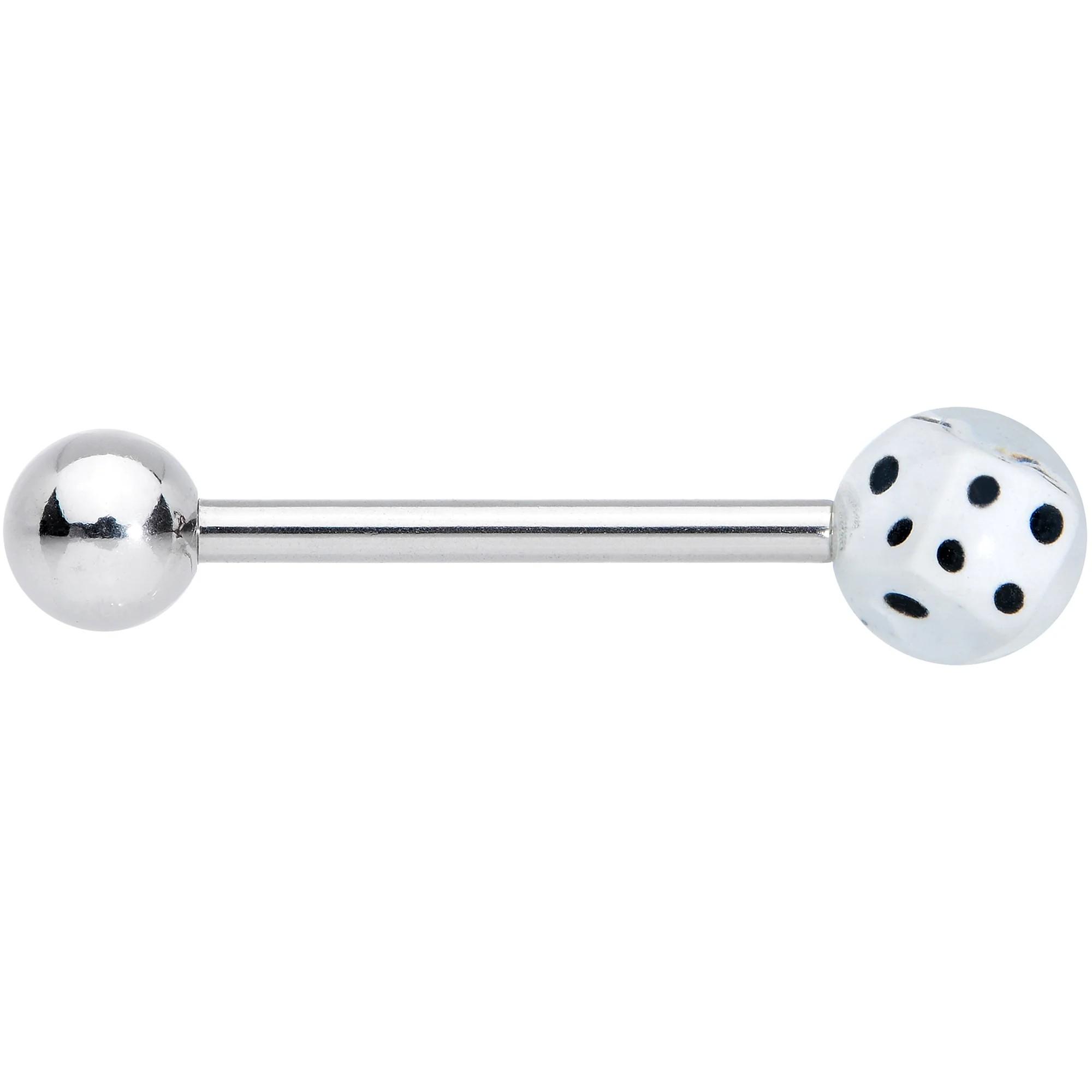 White Dice Barbell Tongue Ring - Image 3