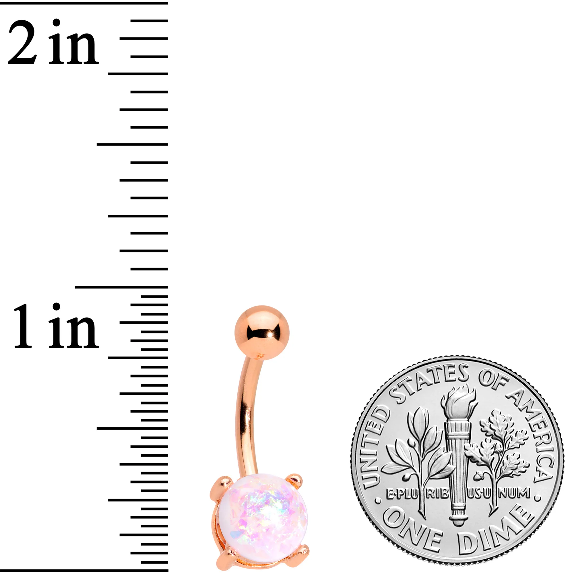 White Faux Opal Clear Gem Rose Gold Tone Aurora Belly Ring Set of 4 - Image 6