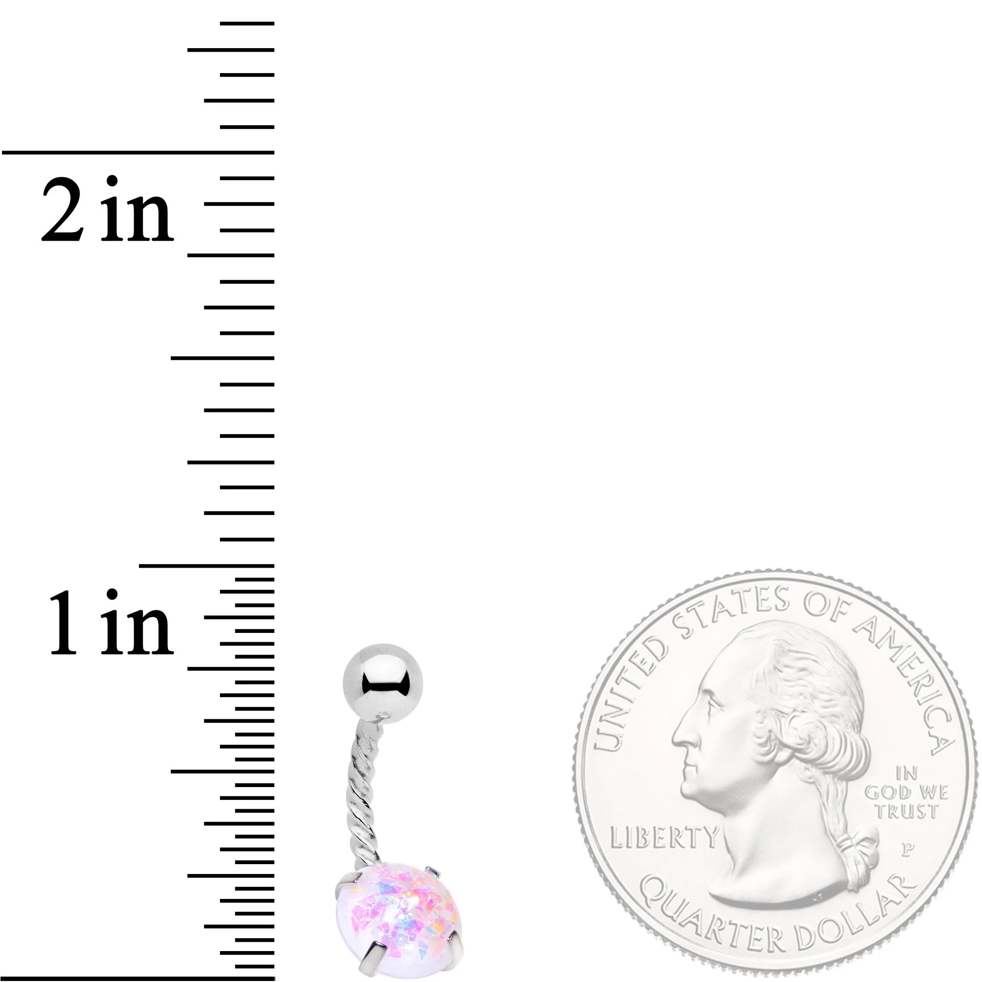 White Faux Opal Cute Colors Twisted Belly Ring - Image 2