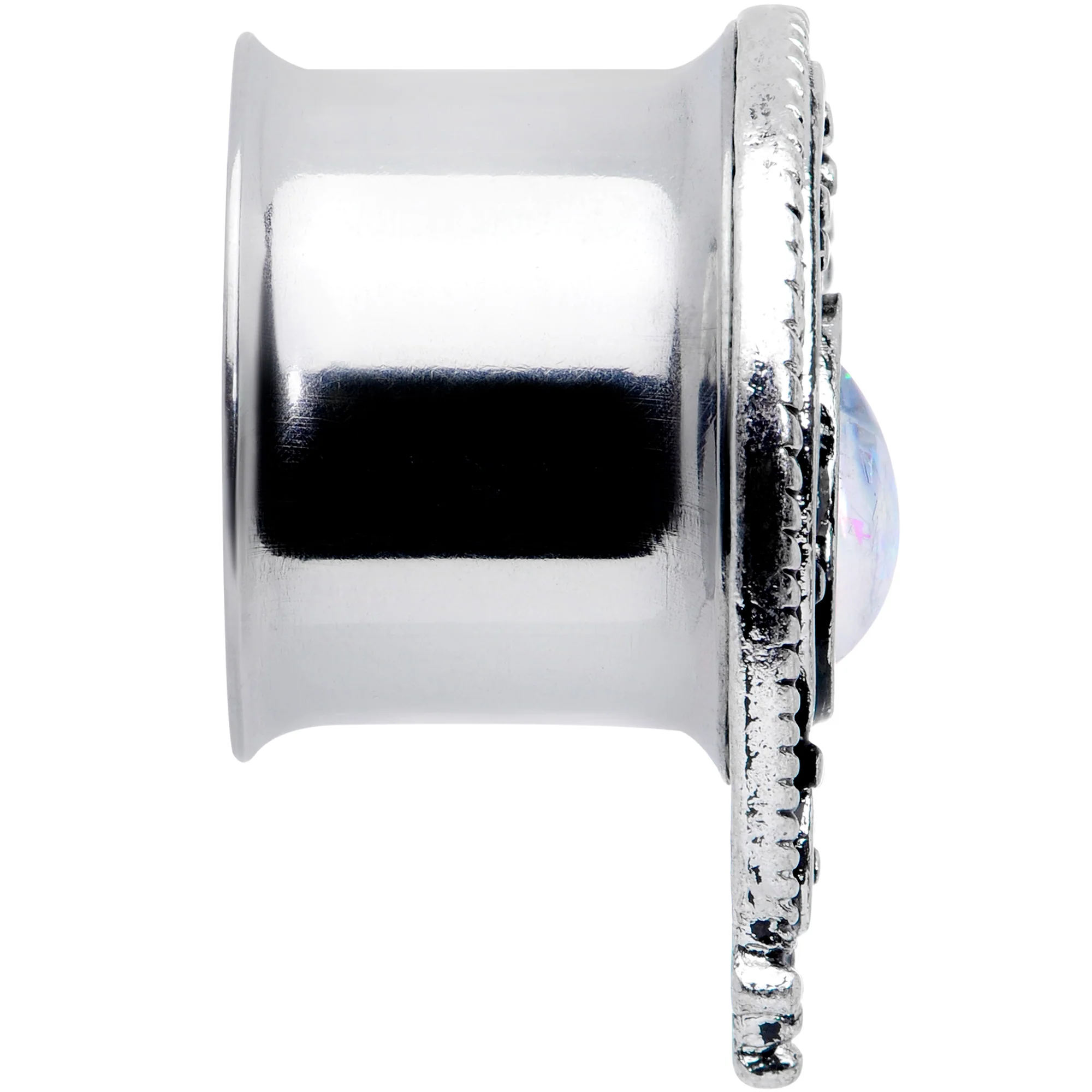 White Faux Opal Filigree Double Flare Plug Set - Image 5