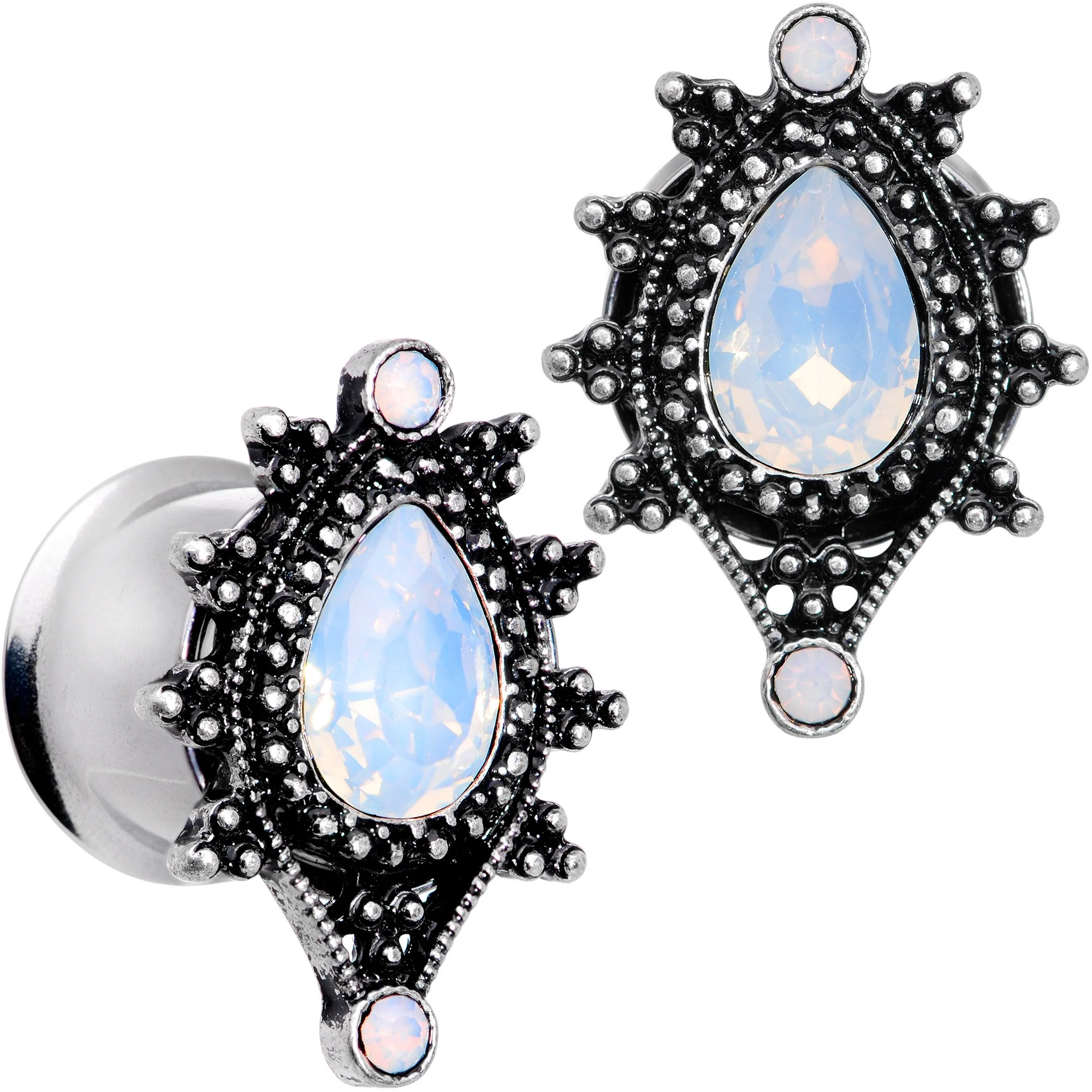 White Faux Opal Filigree Framed Double Flare Plug Set 6mm  to 12mm - Image 8