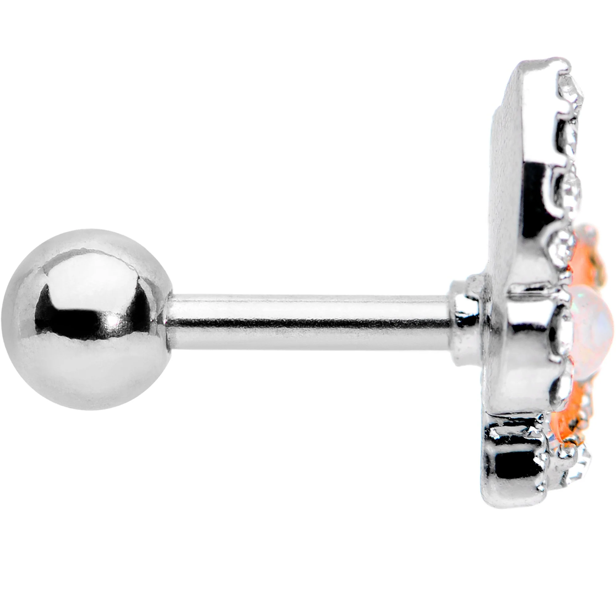 White Faux Opal Orange Butterfly To a Flame Tragus Cartilage Earring - Image 3